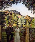 Midge Bruford And Her Fiance At Chywoone Hill, Newlyn by Harold Harvey